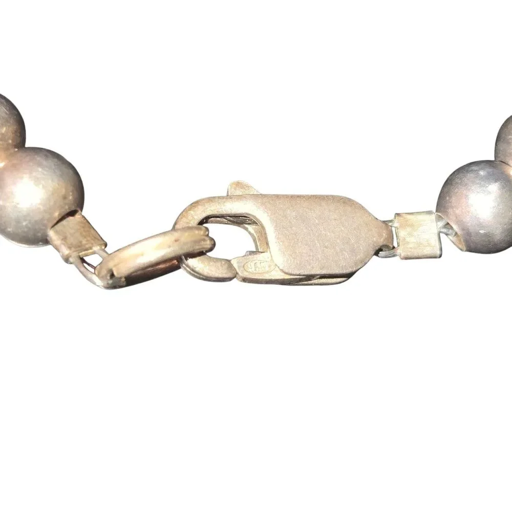 Giraffe Print Cylindrical Bead & 925 Sterling‎ Silver Bead Station Necklace 16
